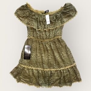 Bebe Olive Green Lace Dress. Size Medium. Brand New Never Worn